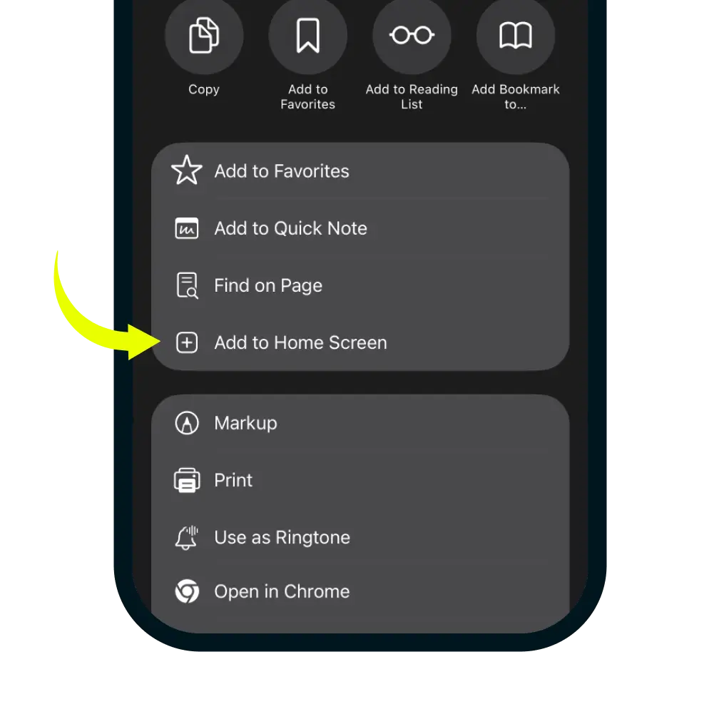 Select Add to Home Screen